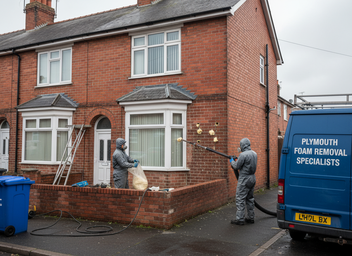 Cavity Wall Spray Foam Removal in Plymouth, Devon